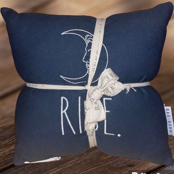 Rae Dunn Two Accent/Throw Pillows Rise & Shine Moon & Sun - Picture 4 of 5